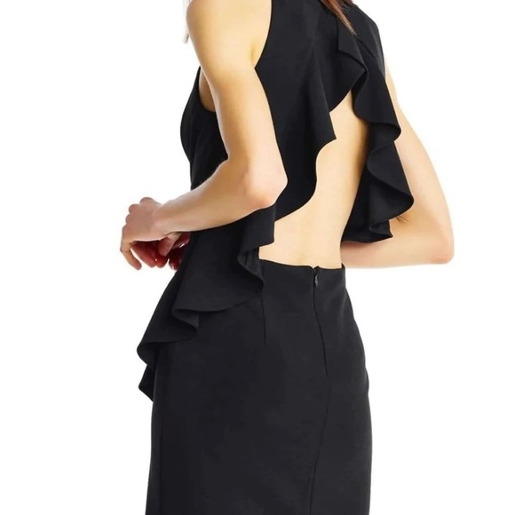 AIDAN BY AIDAN MATTOX black ruffle open back mini dress - Picture 2 of 10